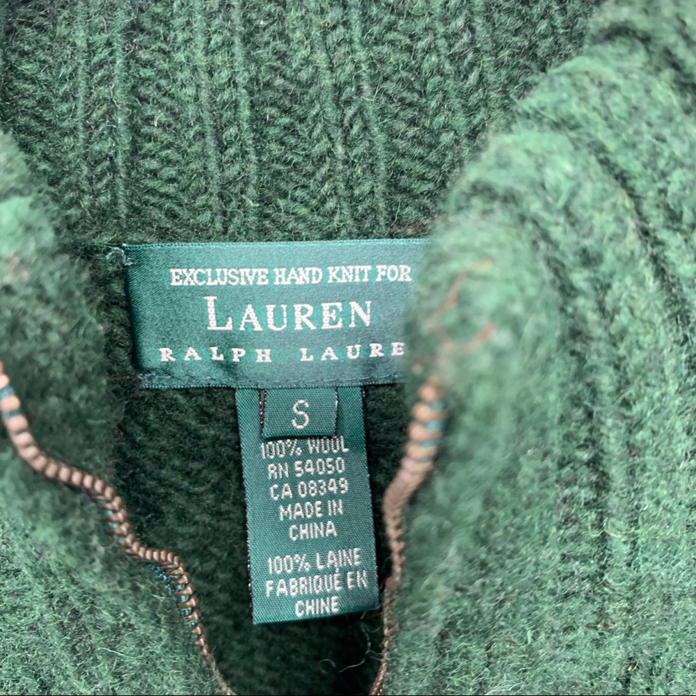 Exclusive Hand Knit Lauren Ralph Lauren 1/4 Zip Cable Knit Sweater Small - Picture 5 of 5